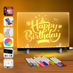 LED Note Board with Colors - 14.1"x10.9" Light-Up Acrylic Dry Erase Board,Letter Message Memo Drawing Board,Night Light & Desk Decor for Kids, Home, Office, or Gift