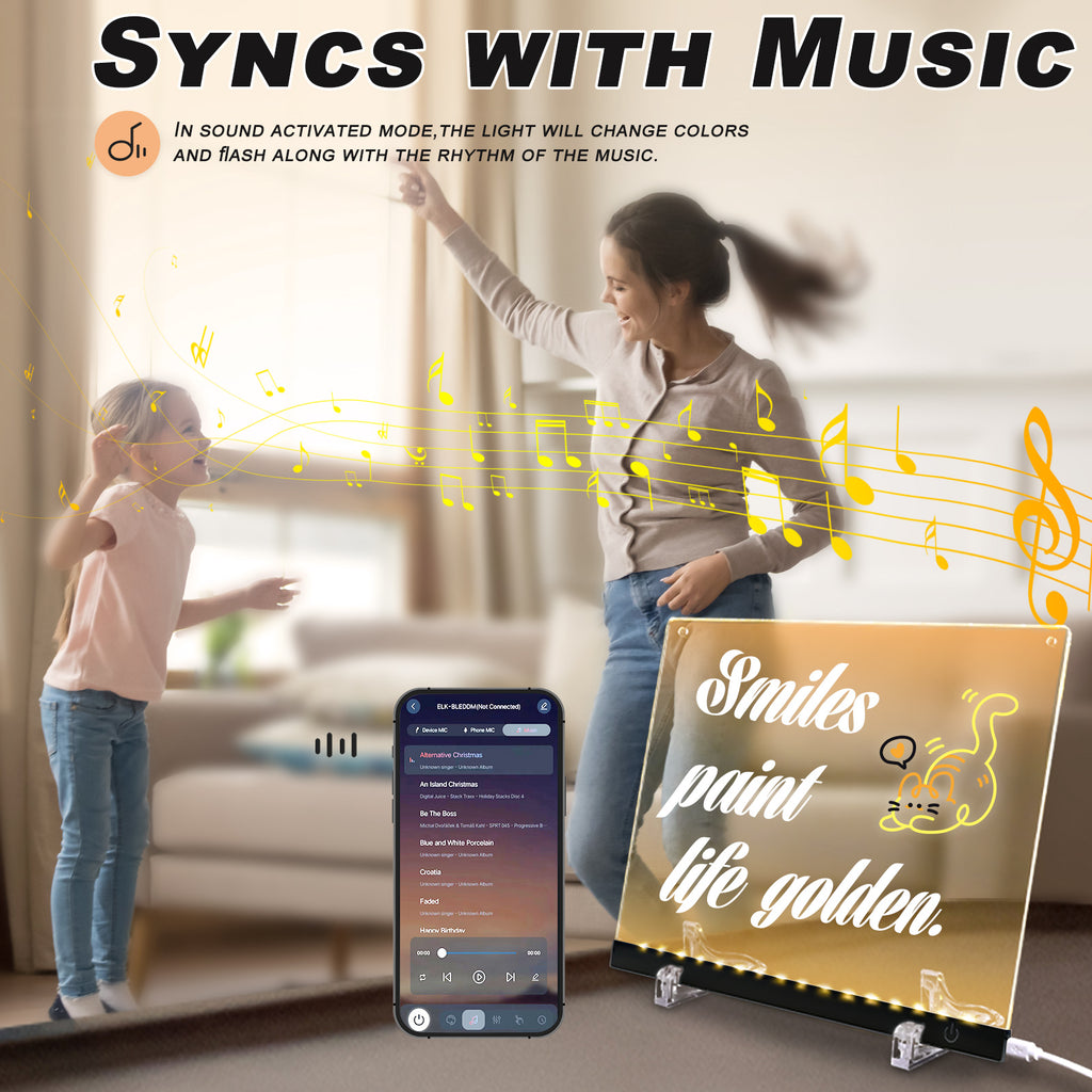 LED Note Board with Colors - 14.1"x10.9" Light-Up Acrylic Dry Erase Board,Letter Message Memo Drawing Board,Night Light & Desk Decor for Kids, Home, Office, or Gift