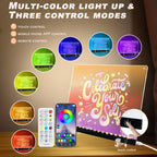LED Note Board with Colors - 14.1"x10.9" Light-Up Acrylic Dry Erase Board,Letter Message Memo Drawing Board,Night Light & Desk Decor for Kids, Home, Office, or Gift